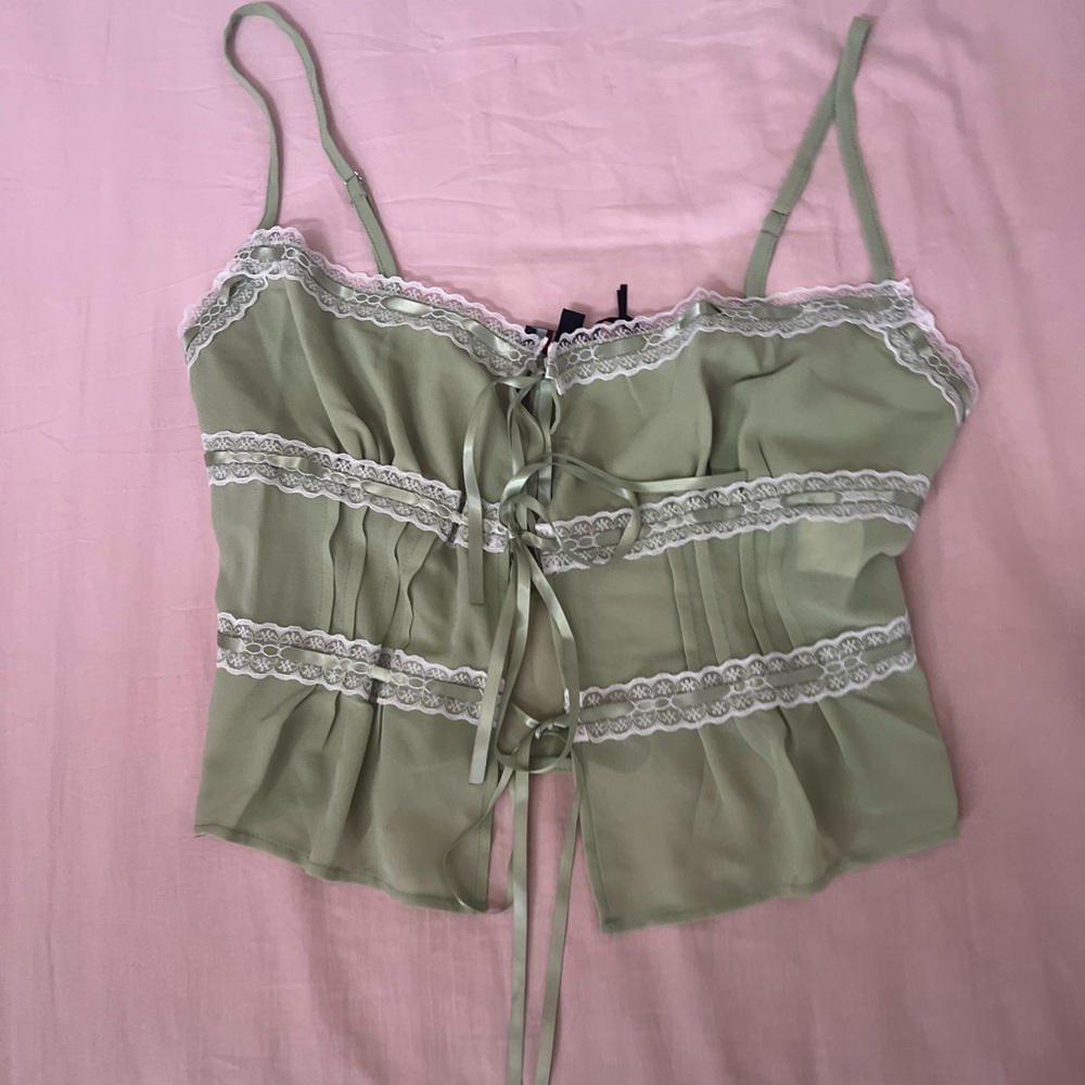 Dolls Kill dELiA*s Green Lace Trim Camisole